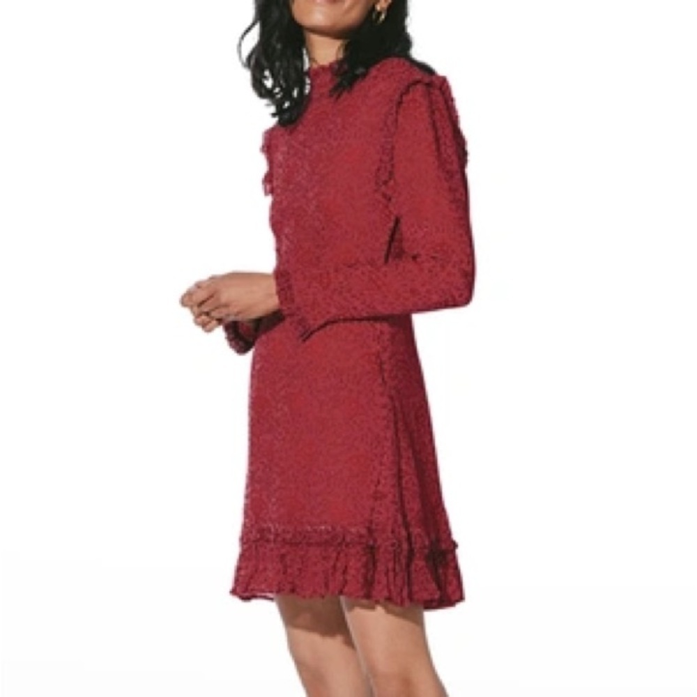 Cleobella Dixie Mini Dress Kerala Block Print long sleeve ruffle bow mock neck - Picture 11 of 12